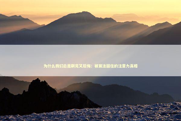 为什么我们总是刷完又后悔：被算法困住的注意力真相